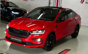 Skoda slavia red color front profile